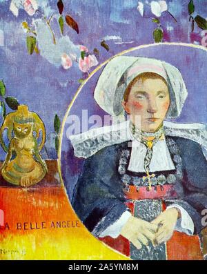 Painting titled 'La belle Angèle'. By Eugène Henri Paul Gauguin (1848-1903) French Post-Impressionist artist. Dated 1889 Stock Photo