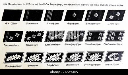 the rank insignia of the stormtroopers of the NAzi Party 1934 Stock Photo