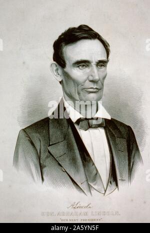 President Abraham Lincoln 1860. 16th President of the United States of America. Currier & Ives Stock Photo