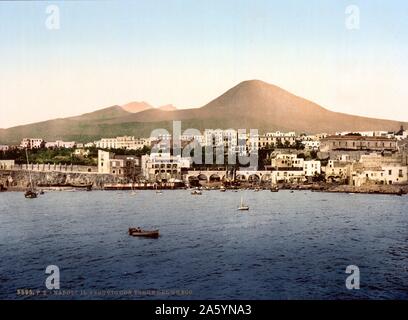 Mount Vesuvius, with Torre de Creco (i.e. Torre del Greco), Naples, Italy between 1890 and 1900. Stock Photo
