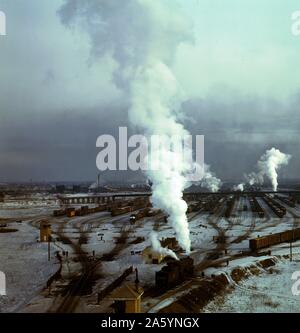 General view of the railway yard at Proviso, Chicago, Illinois, USA during World war II. 1942. Stock Photo