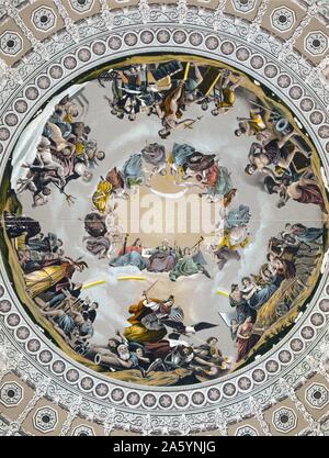 Brumidi's allegorical painting, in dome of U.S. Capitol building. Published: between 1889 and 1893. photolithograph, colour. Stock Photo