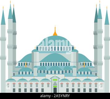 Blue Mosque vector illustration. Istanbul (Turkey) Stock Vector