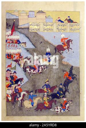 Below is one of the wonderful illuminations from the series, showing a river crossing on horseback. Briefly, it's a Turkish manuscript dating from 1579 (AH 987), commorating the life and deeds of Sultan Suleiman the Magnificent, who had died just 13 years previously. A bound portion of it survives in the library. Stock Photo