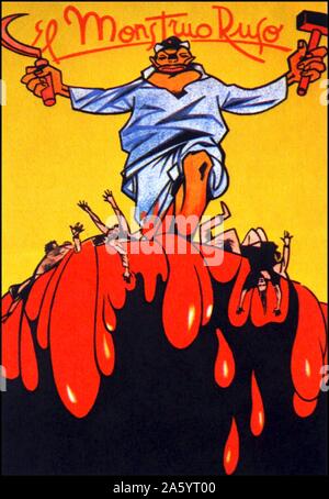 Anti-communist postcard 'The Russian Monster' el monstruo ruso) published during the Spanish Civil War. 1936 Stock Photo