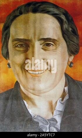 idealised portrait of Isidora Dolores Ibarurri Gómez (1895 – 12 November 1989) — known as 'La Pasionaria'. Spanish Republican leader of the Spanish Civil War and communist politician of Basque origin. She is perhaps best known for her defense of the Second Spanish Republic and the famous slogan ¡No Pasaran! ('They Shall Not Pass') during the Battle of Madrid Stock Photo