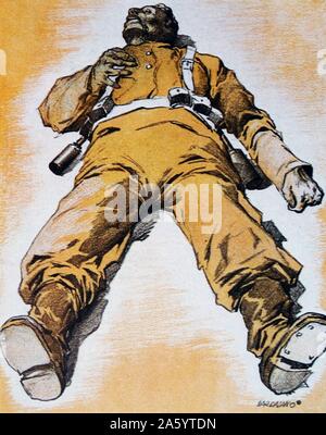 Propaganda illustration showing a dead republican soldier during the Spanish Civil War Stock Photo