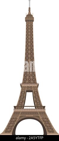 Eiffel Tower, Paris, France. Isolated on white background vector illustration. Stock Vector