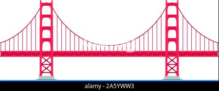 Golden Gate Bridge, San Francisco, USA. Isolated on white background vector illustration. Stock Vector
