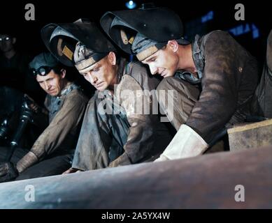 World war two: American welders making boilers for a ship, Chattanooga, Tennessee, United States, Jun 1942 Stock Photo