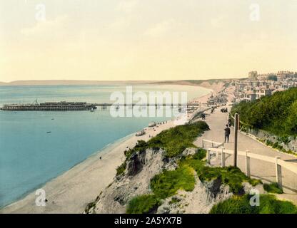 View of the Bournemouth pier from East Cliff, Bournemouth, England 1900 Stock Photo