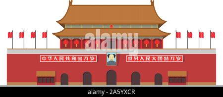 Forbidden City, Beijing, China. Isolated on white background vector illustration. Stock Vector