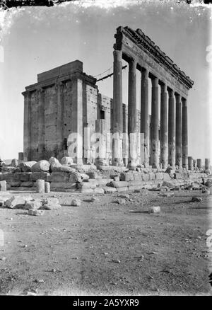 Palmyra, Syria 1900. Palmyra is an ancient city in present Homs Governorate, Syria. Temple built after its incorporation into the Roman Empire in the first century. Stock Photo