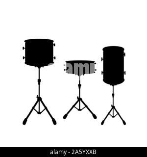 Silhouette icon black drum set. Vector illustration Stock Vector