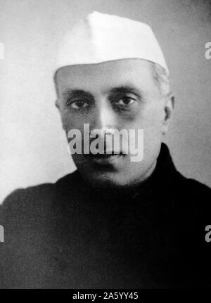 Jawaharlal Nehru 1889 – 1964. first Prime Minister of India and a central figure in Indian politics for much of the 20th century. Stock Photo