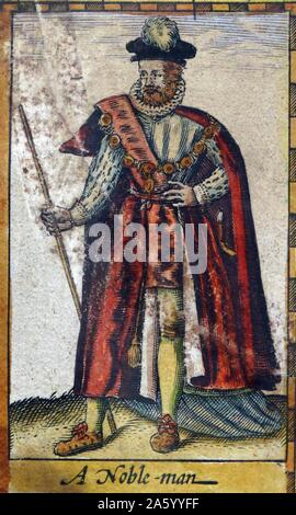 Tudor nobleman (detail), from a map of England and wales by John Speed;C1612 Stock Photo