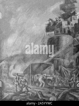 Propaganda illustration by Carlos Saenz De Tejada depicting Republican sailors mutiny on a battleship during the Spanish Civil War. Dated 1936 Stock Photo