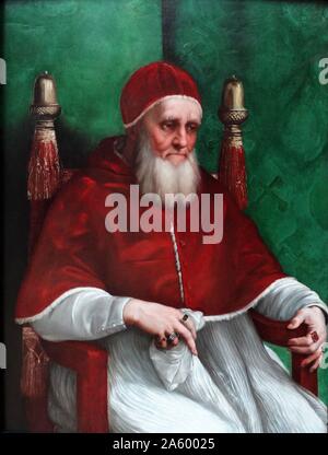 Painting titled 'Portrait of Pope Julius II' by Raffaello Sanzio da Urbino (1483-1520) Italian painter and architect of the High Renaissance. Dated 16th Century Stock Photo