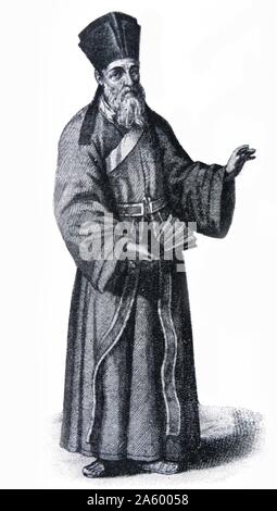 Portrait of Matteo Ricci, from the first Jesuit Missionary to China. Dated 17th Century Stock Photo