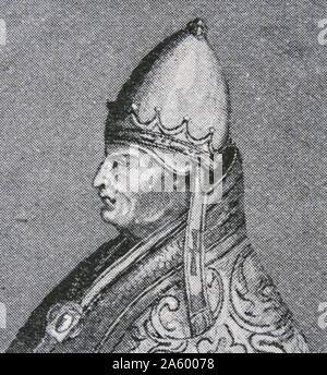 Portrait of Pope Gregory VI, born John Gratian in Rome. Dated 12th Century Stock Photo