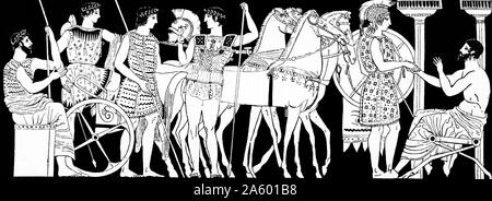 19th century Idealised illustration of Ancient Greek warriors Stock Photo