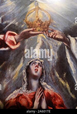 Detail from the painting titled 'The Coronation of the Virgin'. Dated 17th Century Stock Photo