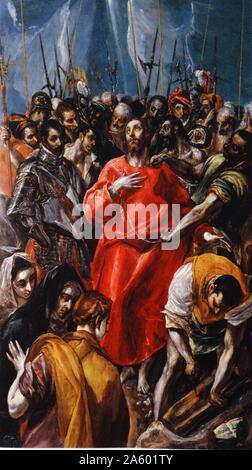 Painting titled 'El Expolio' (Disrobing of Christ)by El Greco (1541-1614) a painter, sculptor and architect of the Spanish Renaissance. Dated 16th Century Stock Photo