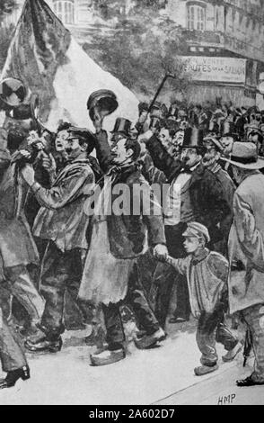 Illustration depicting Parisian crowds declaring war with Germany Stock Photo