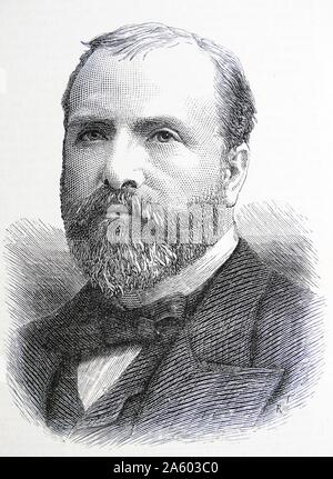 Engraved portrait of Dr. Dyce Duckworth M.D. treasurer of the Royal College of Physicians. Dated 19th Century Stock Photo