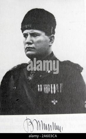 Photographic portrait of Benito Mussolini (1883-1945) an Italian politician, journalist, leader of the National Fascist Party, Prime Minister of Italy. Dated 1940 Stock Photo