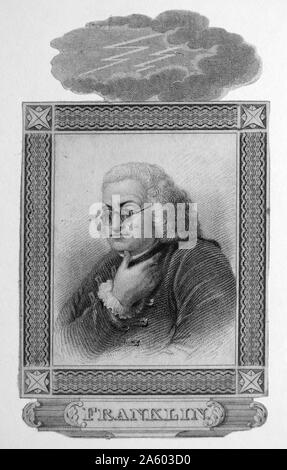 Portrait of Benjamin Franklin (1706-1790) one of the Founding Fathers of the United States. Dated 18th Century Stock Photo
