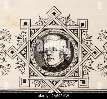 Engraved portrait of William Makepeace Thackeray (1811-1863) an English novelist of the 19th century. Dated 19th Century Stock Photo