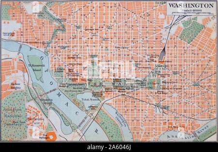 Map of Washington D.C. during the 20th Century Stock Photo