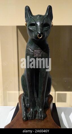 Bronze and silver Gayer-Anderson Cat. From Saqqara. Dated 600 BC Stock Photo
