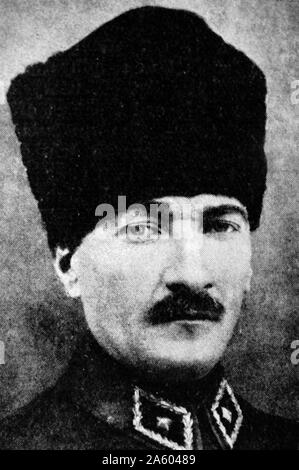 Photographic portrait of Mustafa Kemal Atatürk (1881-1938) a Turkish army officer, revolutionary, and President of Turkey. Dated 20th Century Stock Photo