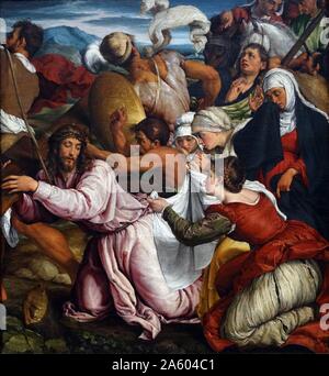 Painting titled 'The Way to Calvary' by Jacopo Bassano (1510-1592) an Italian painter. Dated 16th Century Stock Photo