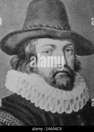 Portrait of Francis Bacon (1561-1626) an English philosopher, statesman, scientist, jurist, orator, and author. Dated 17th Century Stock Photo