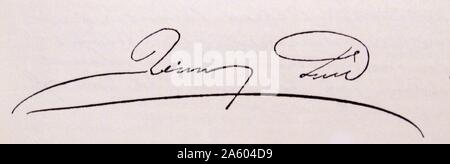 Signature of Jenny Lind (1820-1887) a Swedish opera singer. Dated 19th Century Stock Photo