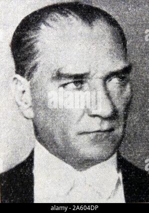Photographic portrait of Mustafa Kemal Atatürk (1881-1938) a Turkish army officer, revolutionary, and President of Turkey. Dated 20th Century Stock Photo