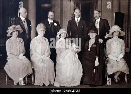 Photograph taken during the Christening of Princess Elizabeth (1926-) the eldest daughter of Prince Albert Frederick Arthur George (1895-1952) and Lady Elizabeth Bowes-Lyon (1900-2002) . Dated 20th Century Stock Photo