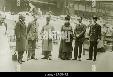 King George V and Queen Mary of Great Britain at an aircraft factory Stock Photo