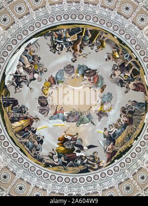 Brumidi's allegorical painting, in dome of U.S. Capitol Stock Photo