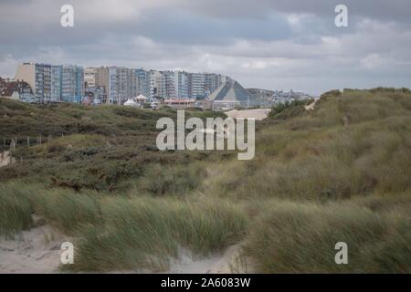 France, Pas de Calais, Côte d'Opale, Le Touquet Paris Plage, sand dunes above the beach, Stock Photo