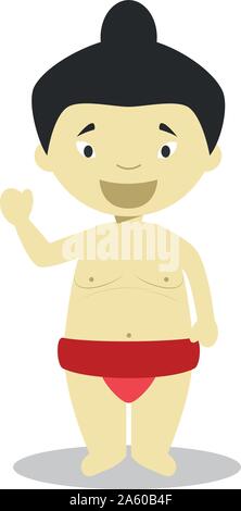 Character from Japan dressed as a sumo wrestler. Vector Illustration. Kids of the World Collection. Stock Vector