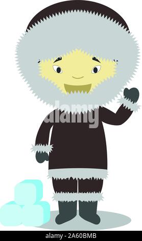Character from Greenland dressed in the traditional way Vector Illustration. Kids of the World Collection. Stock Vector