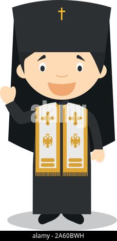 Orthodox Patriarch cartoon character. Vector Illustration. Kids Collection. Stock Vector