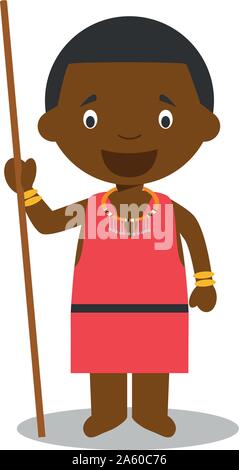 Vector Illustration of African Tribe Shaman with Spear and Skull Stock ...