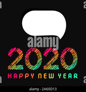 Happy new year 2020 card design, using with colorful stripped letter Stock Vector