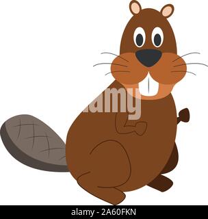 Cute cartoon beaver vector illustration Stock Vector