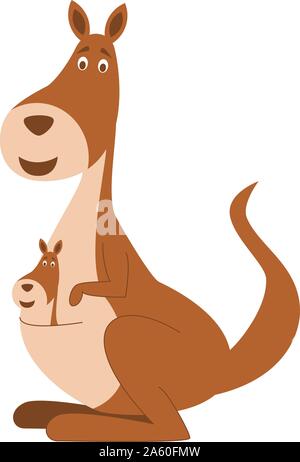 Cute cartoon kangaroo vector illustration Stock Vector